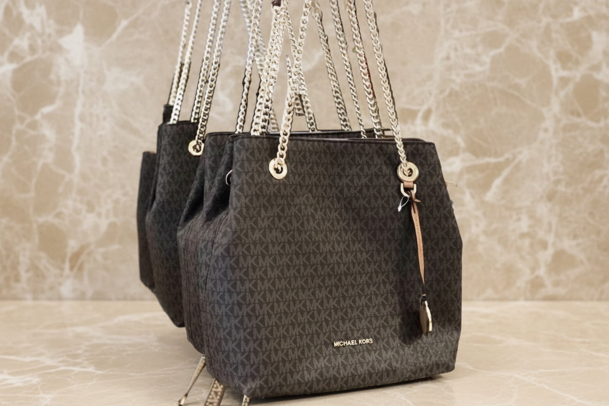 MICHAEL KORS JET SET CHAIN LOGO BROWN - MEDIUM