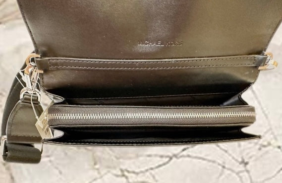 Michael Kors Jet Set Item Large Zip Around Wallet Crossbody Handbag Black Multi