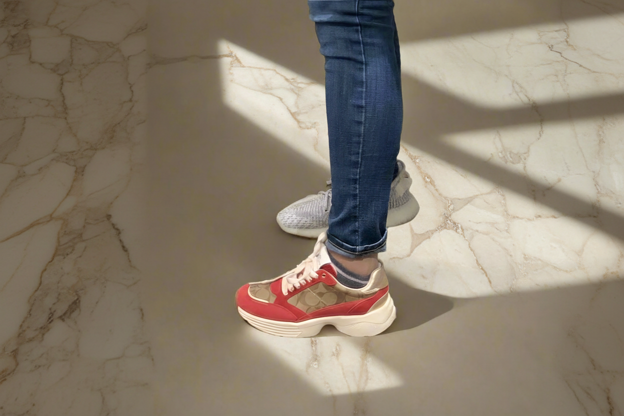 COACH JACQUARD SNEAKERS - SIG BROWN/RED