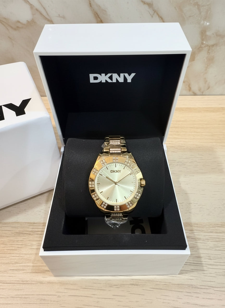 DKNY GLITZ GOLD WATCH