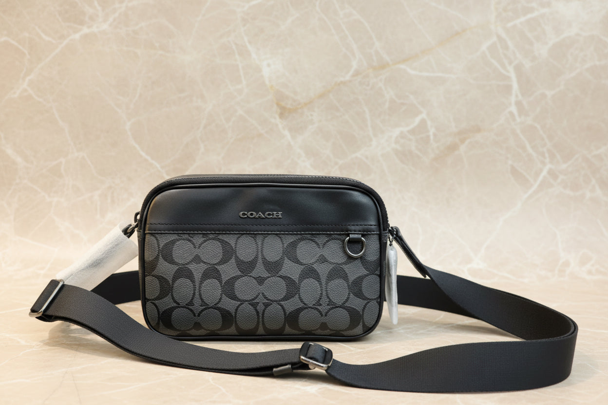 COACH GRAHAM CROSSBODY - SIGNATURE COATED CANVAS/CHARCOAL BLACK
