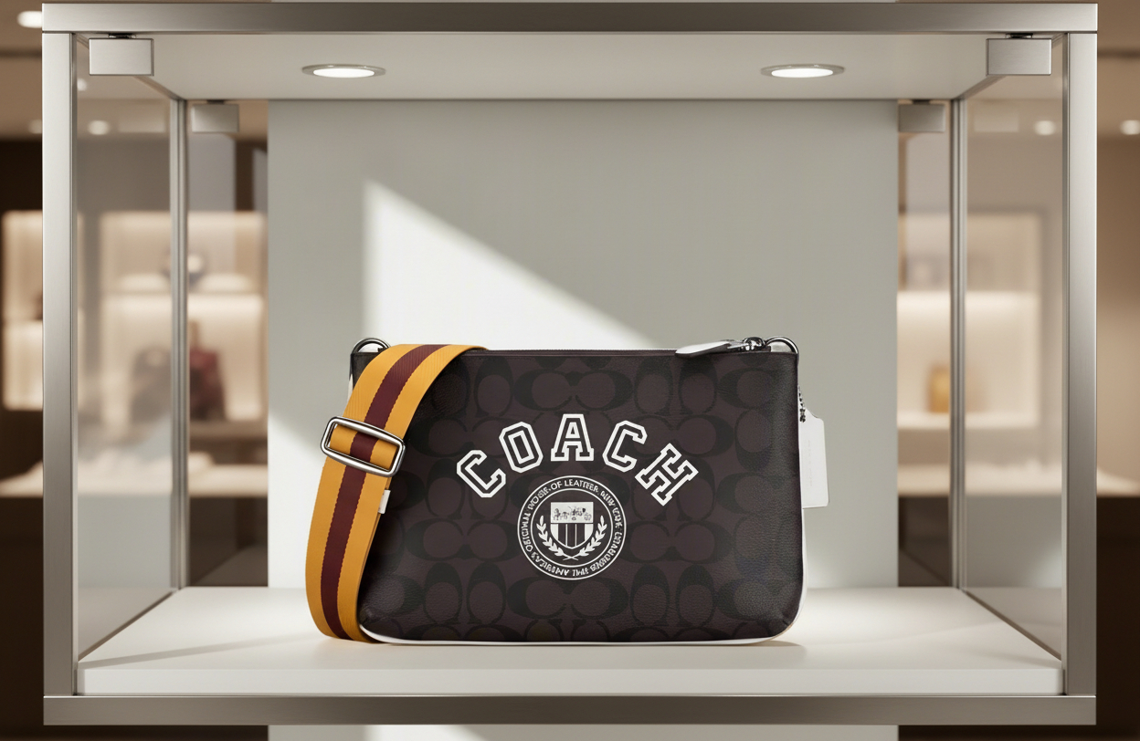 COACH EVERETTE CROSSBODY IN SIGNATURE CANVAS WITH VARSITY MOTIF