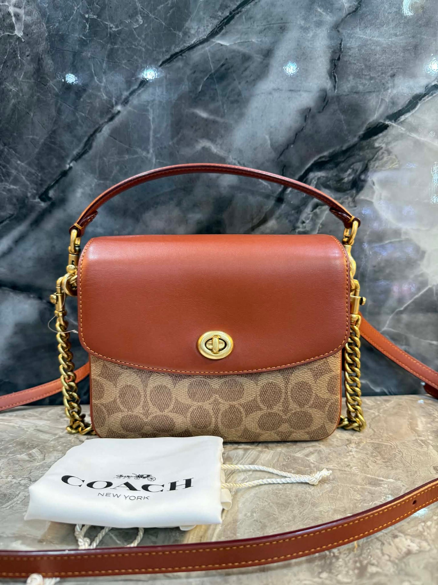 COACH CASSIE 19 3 in 1/ 3 STRAP IN SIGNATURE CANVAS - TAN RUST - MISSING PRICE TAG