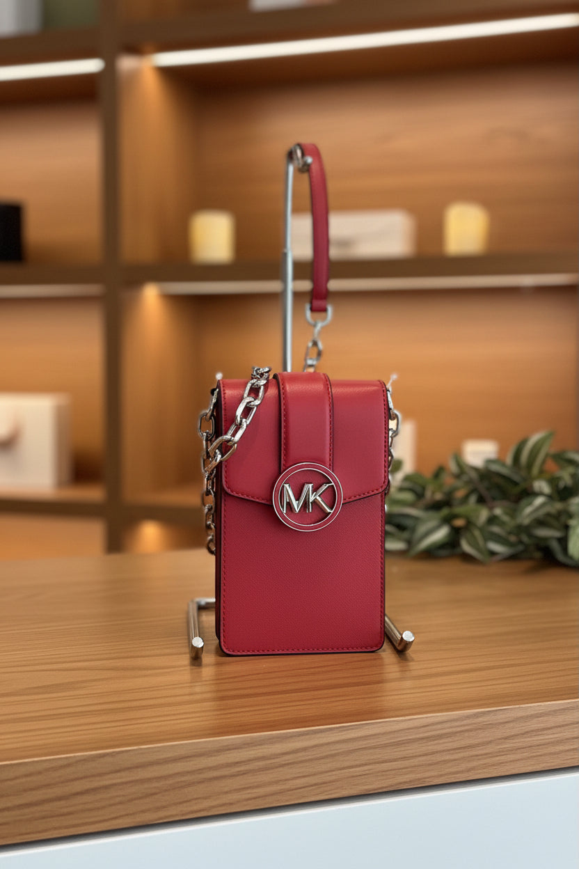 MICHAEL KORS CARMEN SMARTPHONE CROSSBODY - RED