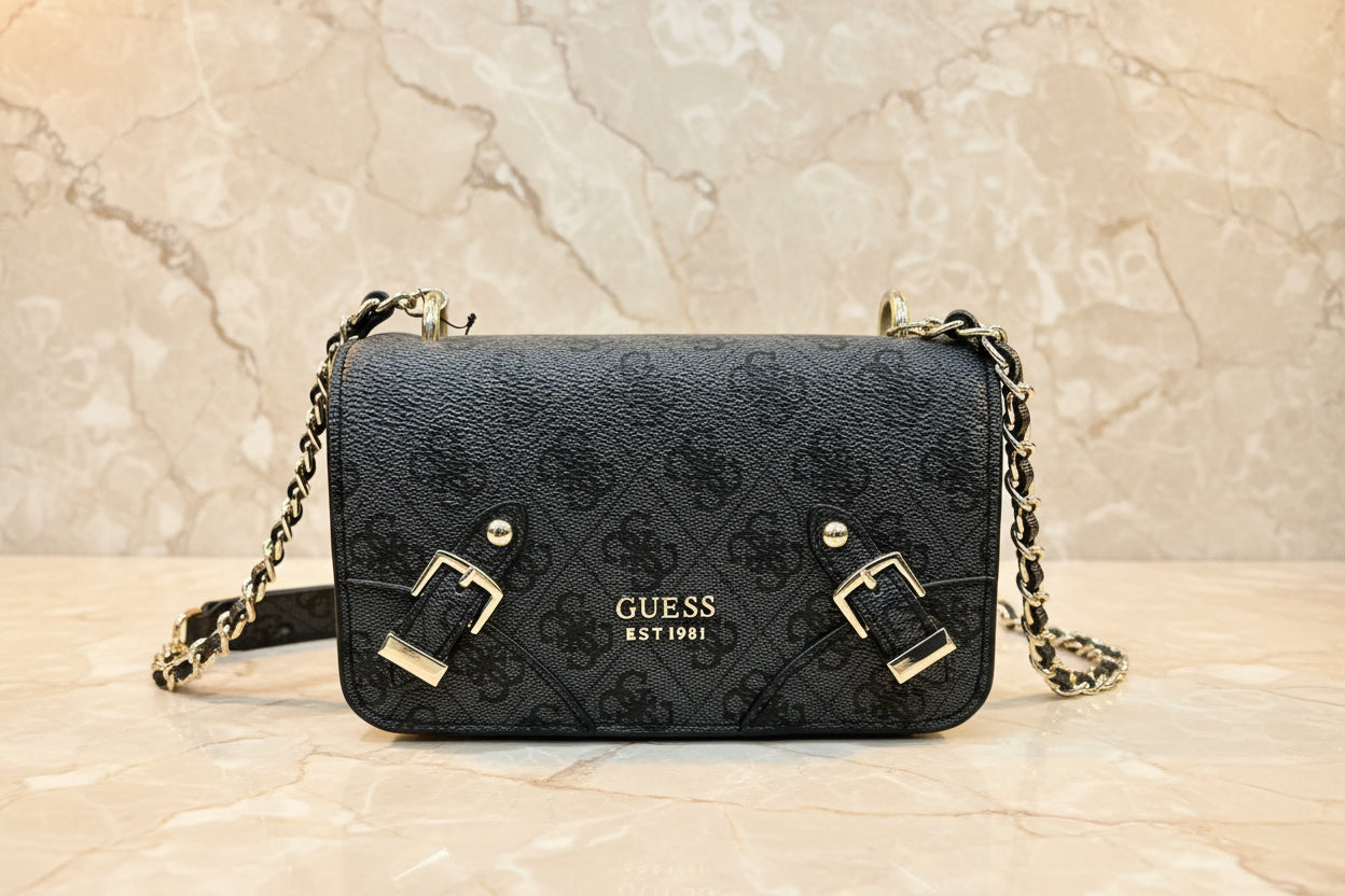 GUESS DIDI MONO CROSSBODY CHAIN - CHARCOAL BLACK