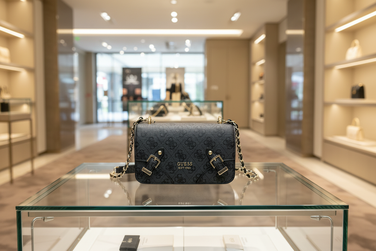 GUESS DIDI MONO CROSSBODY CHAIN - CHARCOAL BLACK