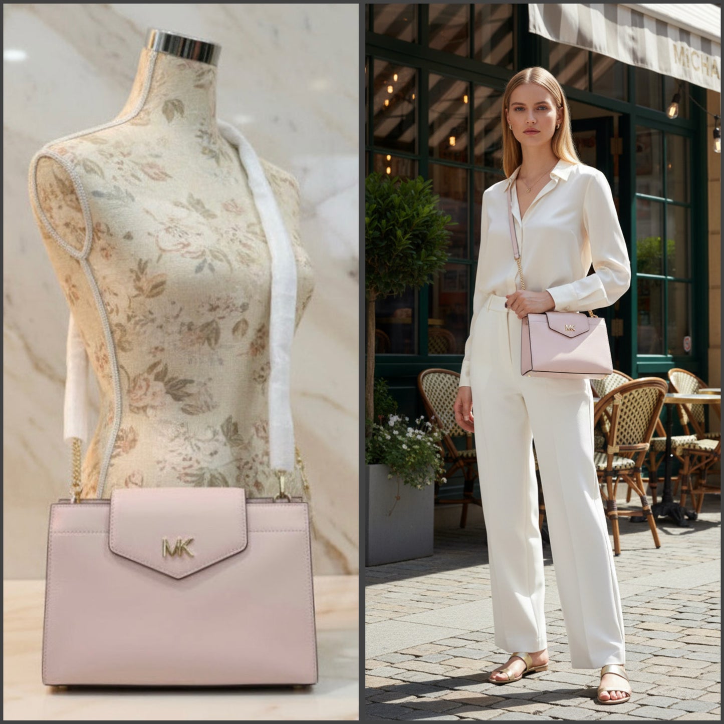 MICHAEL KORS MOTT SMALL CLUTCH/CROSSBODY - BLOSSOM PINK