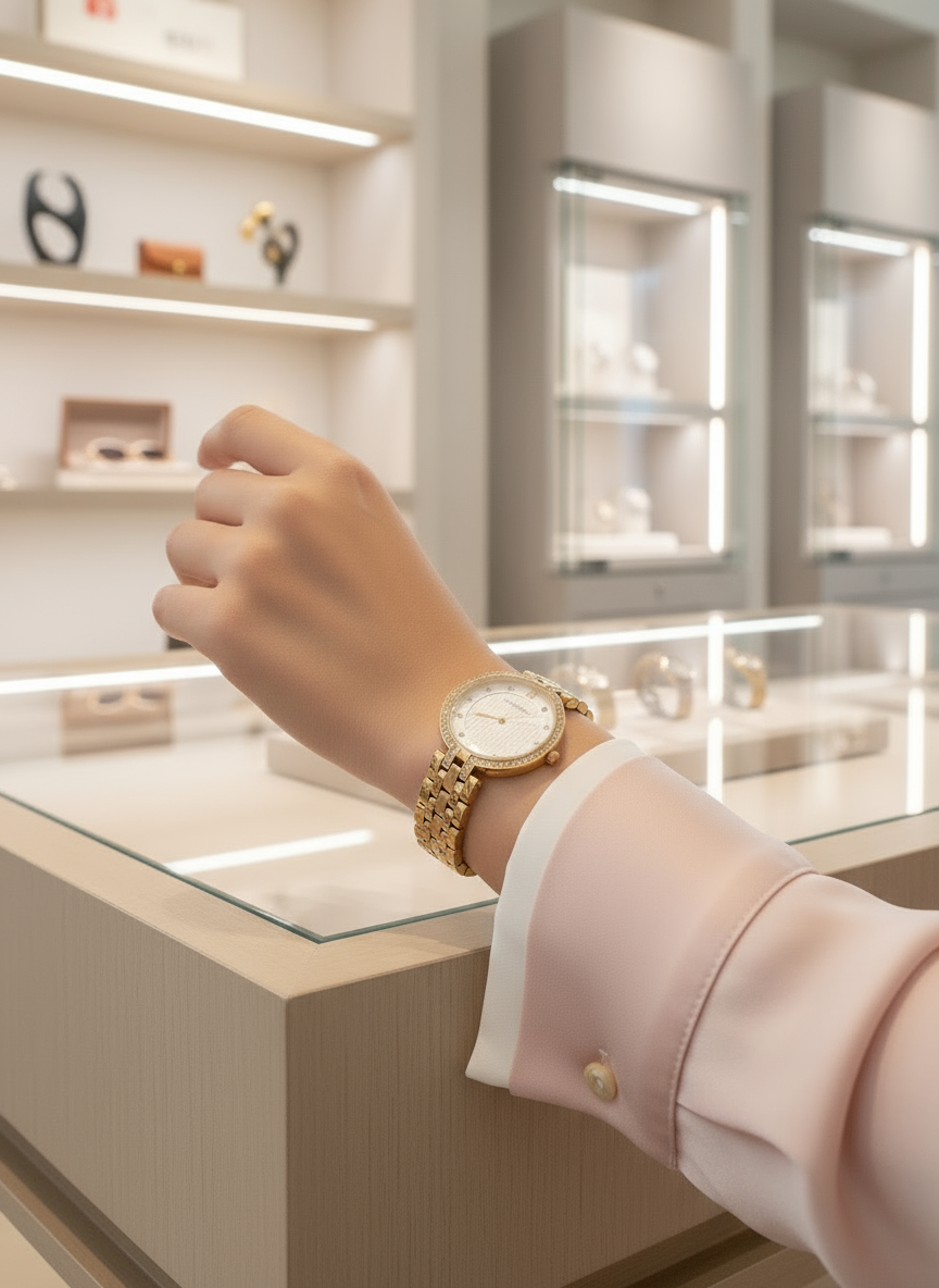 ساعة جيوردانو نسائية - لون ذهبي وردي