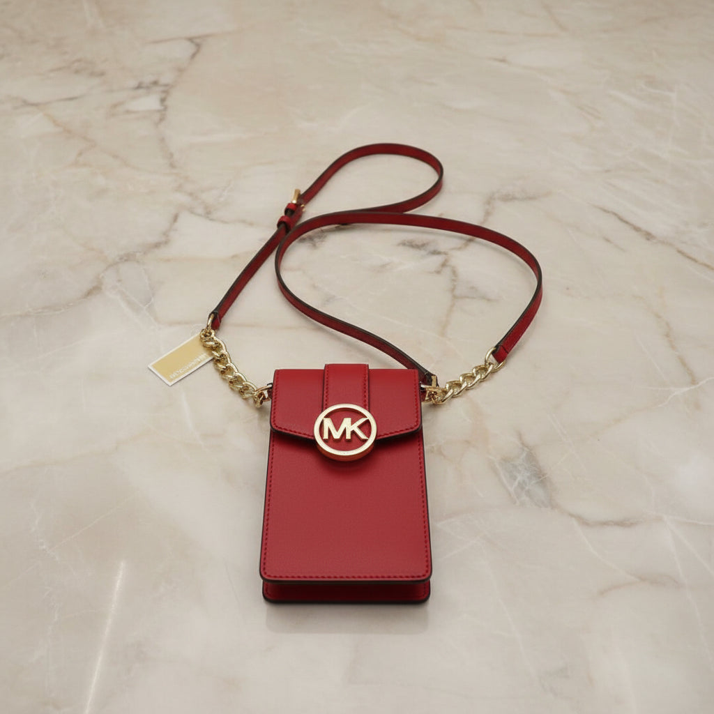 MICHAEL KORS CARMEN SMARTPHONE CROSSBODY - RED