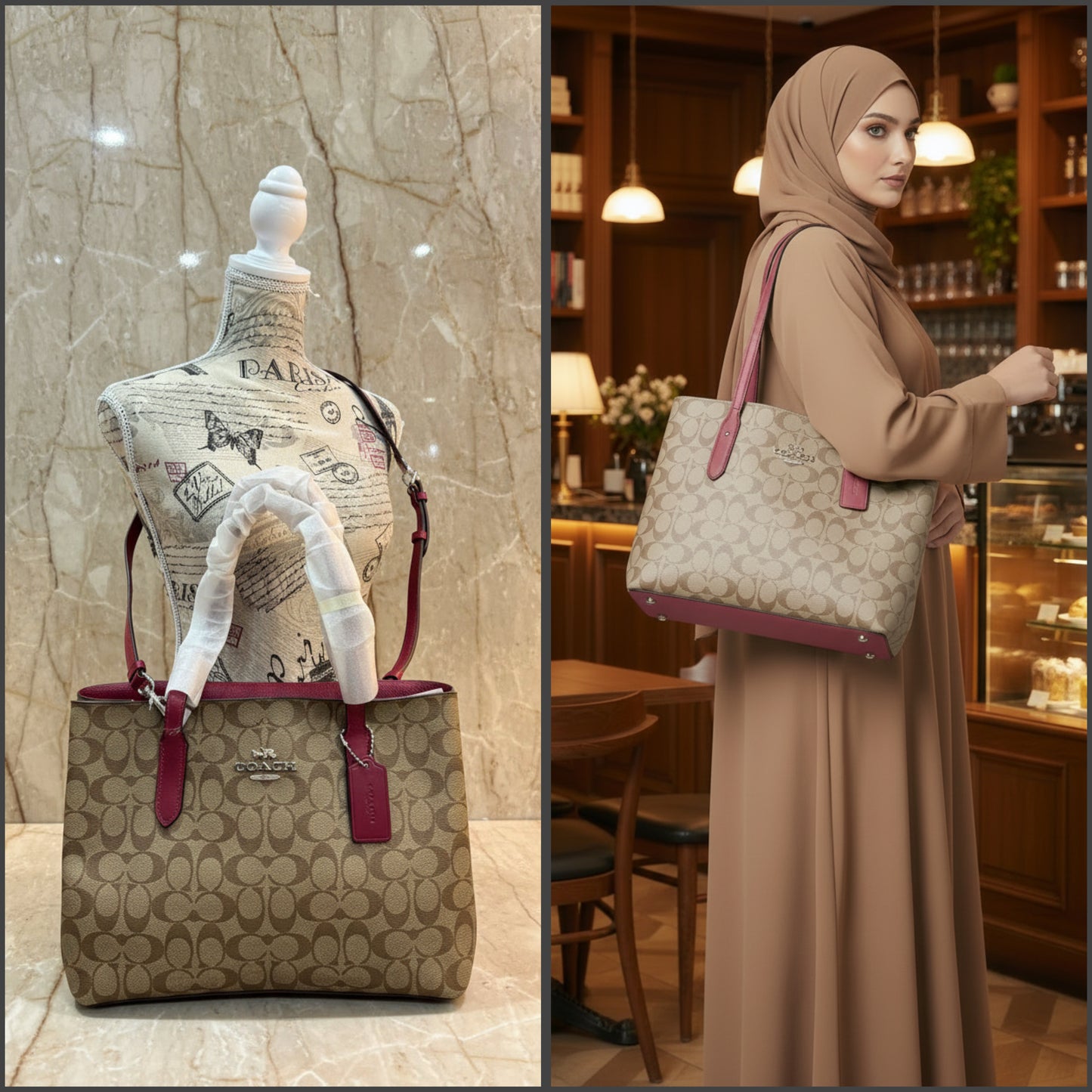 COACH AVENUE CARRYALL IN SIGNATURE BROWN/PINK