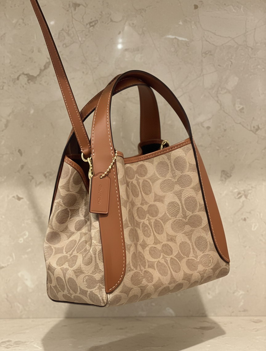 COACH HADLEY HOBO 21 - SIGNATURE CANVAS TAN RUST