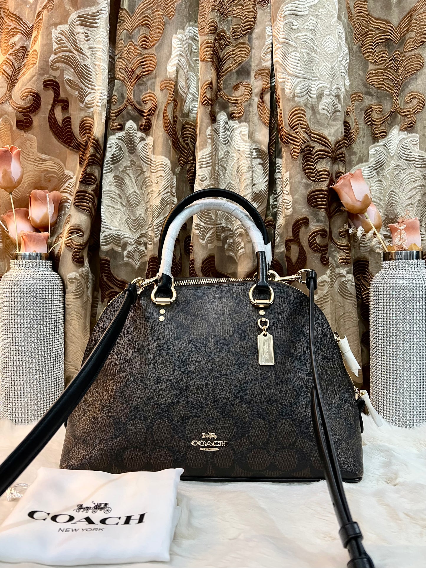 COACH KATY SATCHEL - IN SIGNATURE BROWN & BLACK - MEDIUM