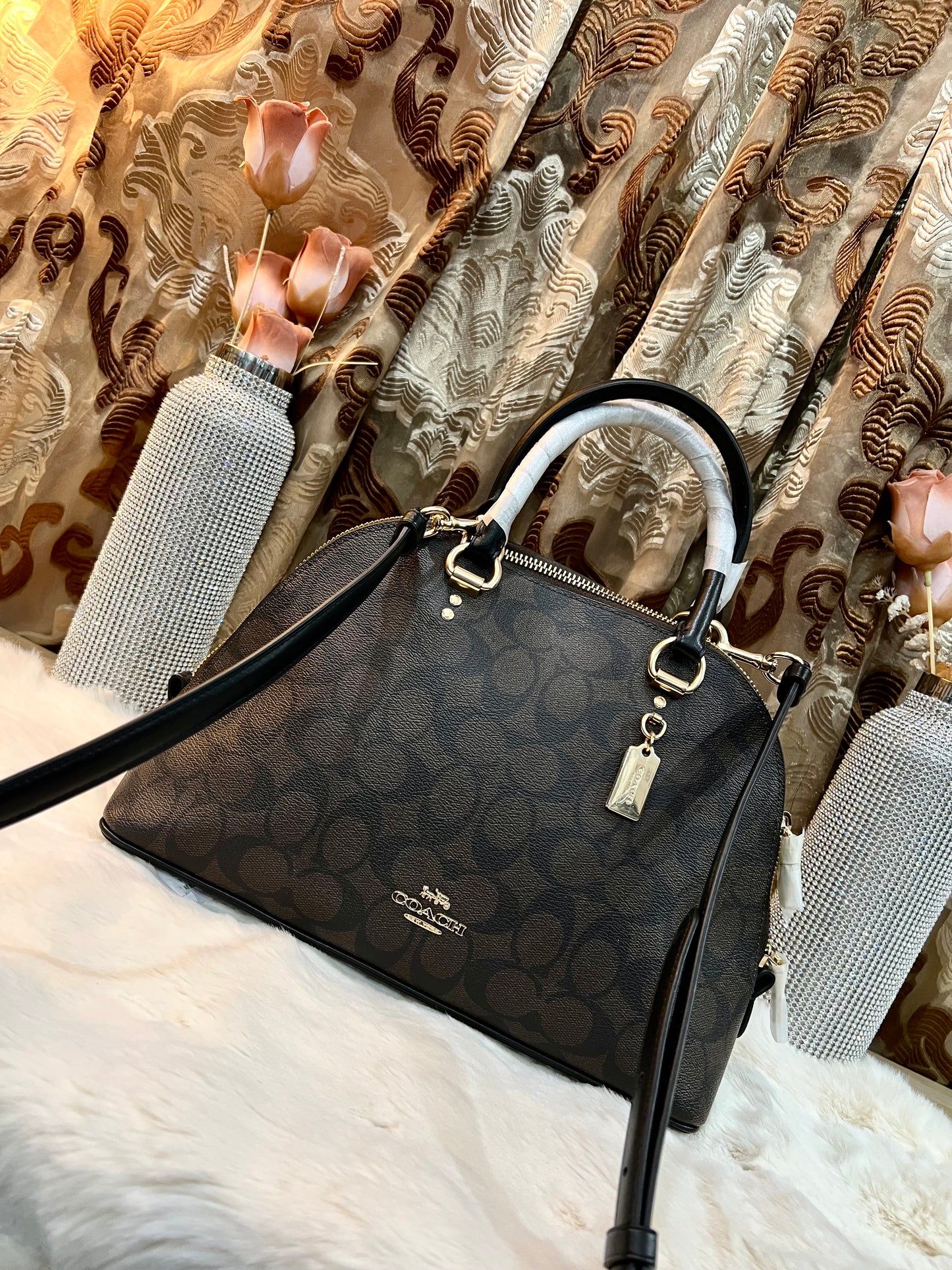 COACH KATY SATCHEL - IN SIGNATURE BROWN & BLACK - MEDIUM