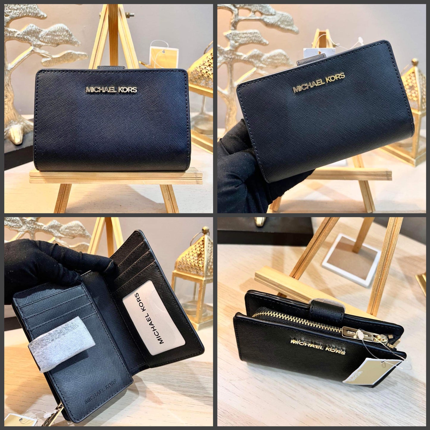 محفظة مايكل كورس متوسطة الحجم ثنائية الطي بسحاب للعملات المعدنية