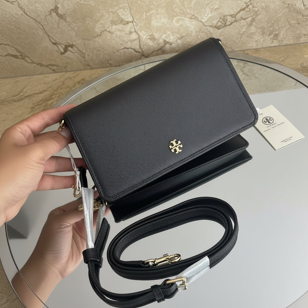 TORY BURCH EMERSON CROSSBODY -  BLACK