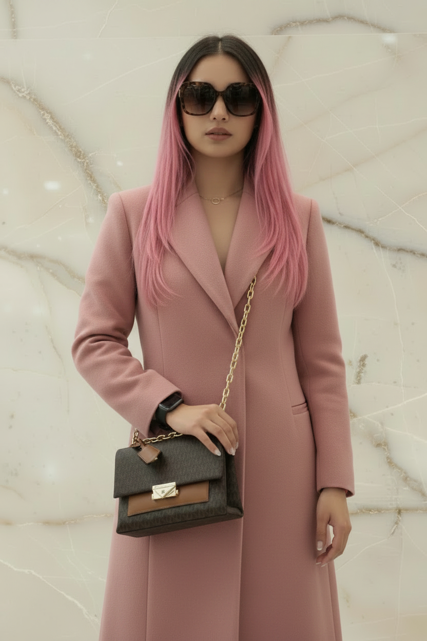 MICHAEL KORS CECE MEDIUM FLAP MONO BROWN