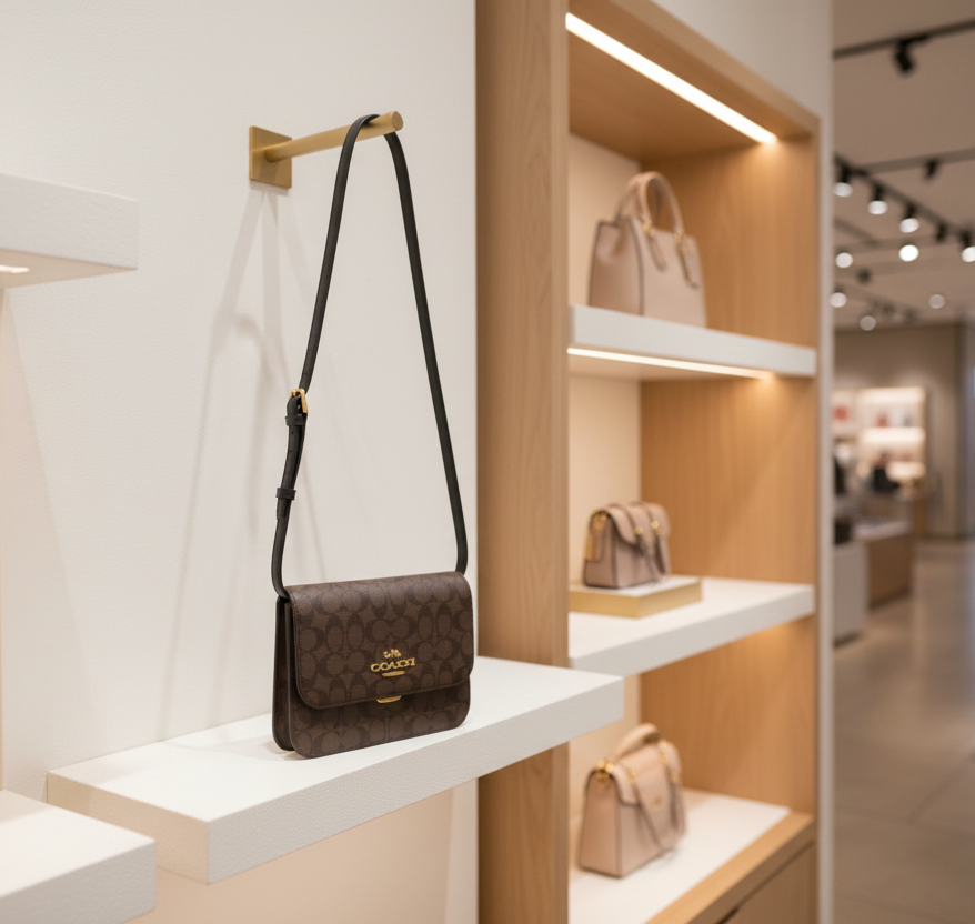 حقيبة كوتش برين فليب من قماش الكانفاس المميز باللونين البني والأسود