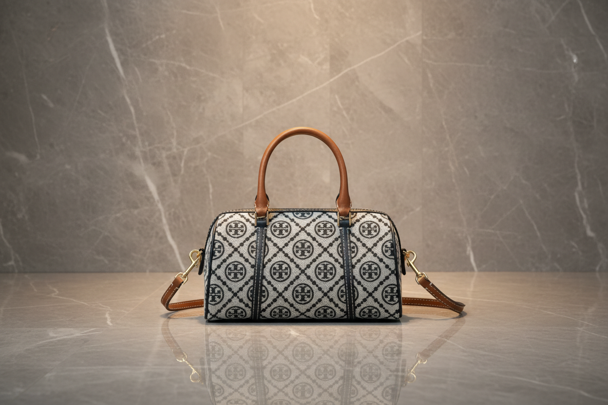 TORY BURCH PETITE BARREL/XBODY - T MONOGRAM NAVY BLUE