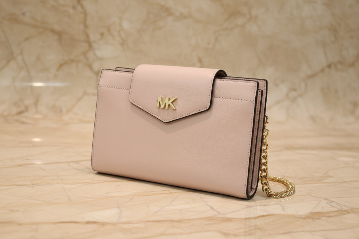 MICHAEL KORS MOTT SMALL CLUTCH/CROSSBODY - BLOSSOM PINK