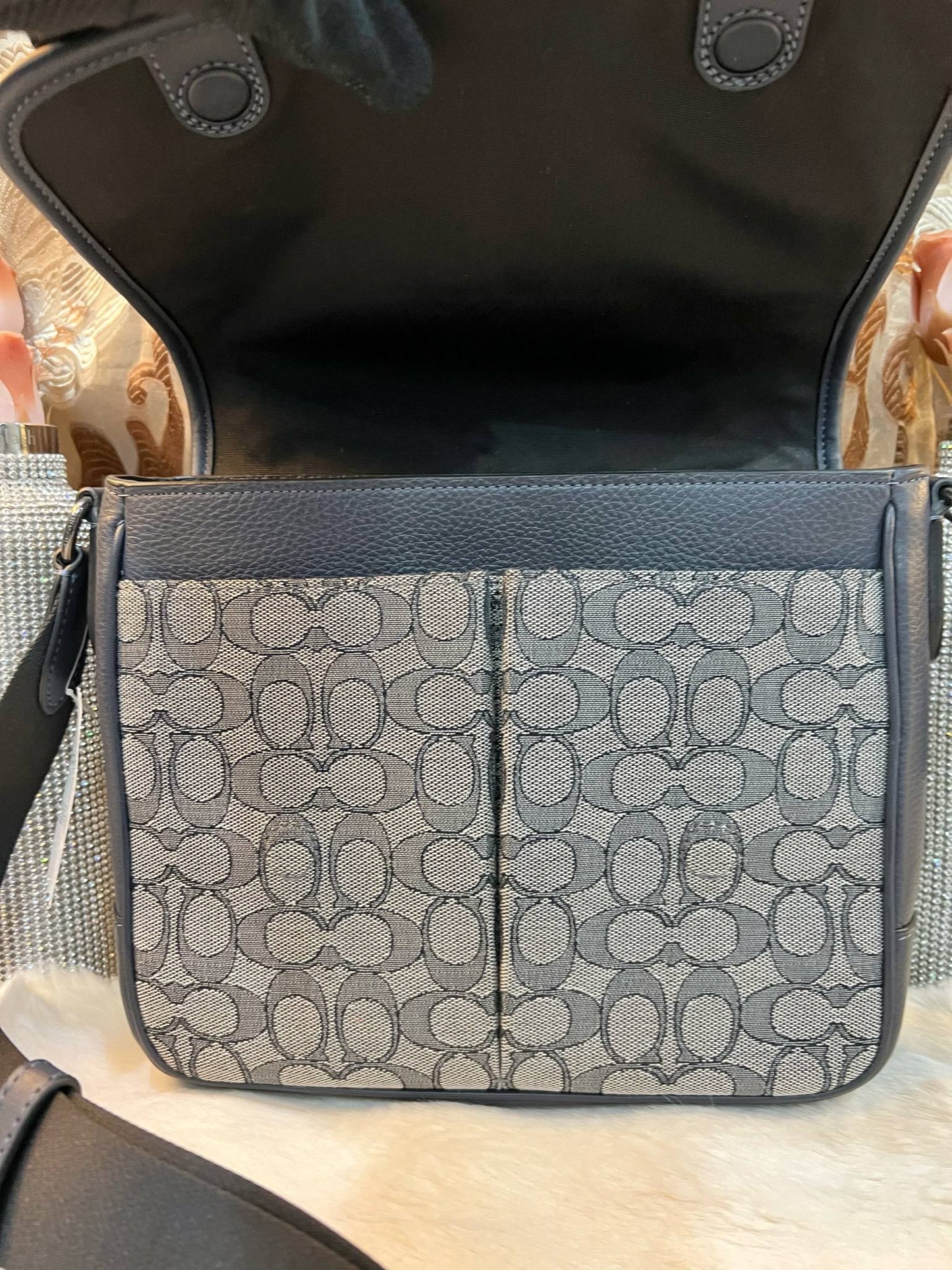 COACH SPRINT MAP BAG 25 SIGNATURE JACQUARD BLUE