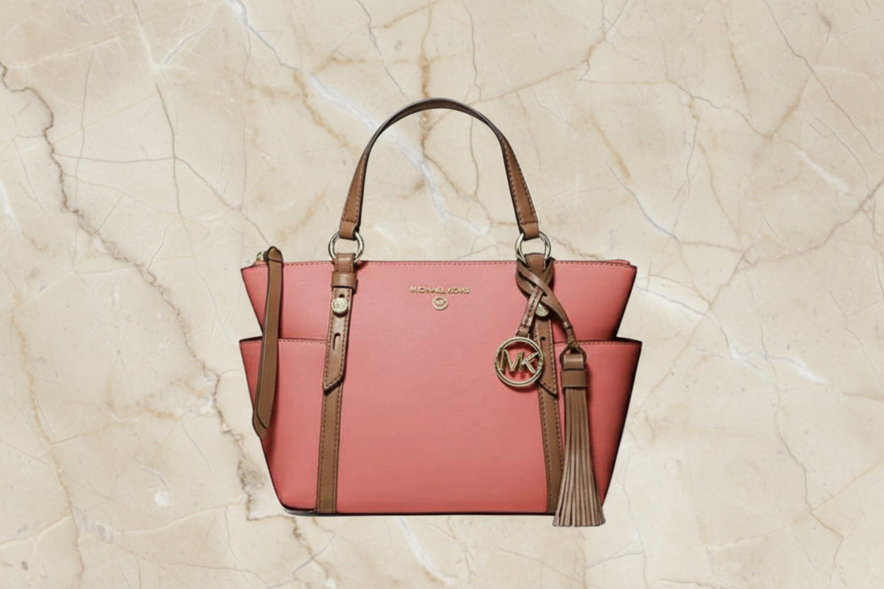 MICHAEL KORS SULLIVAN SATCHEL SMALL - SAFFIANO LEATHER - TEA ROSE MULTI