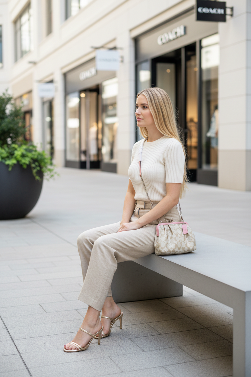 COACH NORA KISSLOCK CLUTCH/CROSSBODY IN SIGNATURE CHALK/IVORY/PINK