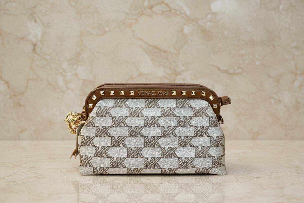 MICHAEL KORS JACQUARD LIVIA CLOUD SMALL CLUTCH/CROSSBODY