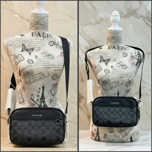 COACH GRAHAM CROSSBODY - SIGNATURE COATED CANVAS/CHARCOAL BLACK