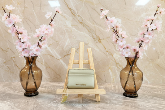 MICHAEL KORS JET SET TRAVEL ZIP AROUND CARD CASE/COIN PURSE WALLET - PALE GOLD