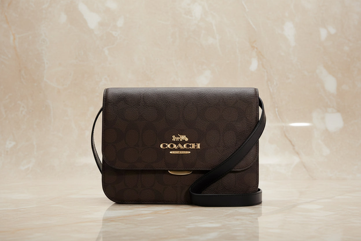 COACH BRYNN FLAP IN SIGNATURE CANVAS BROWN BLACK
