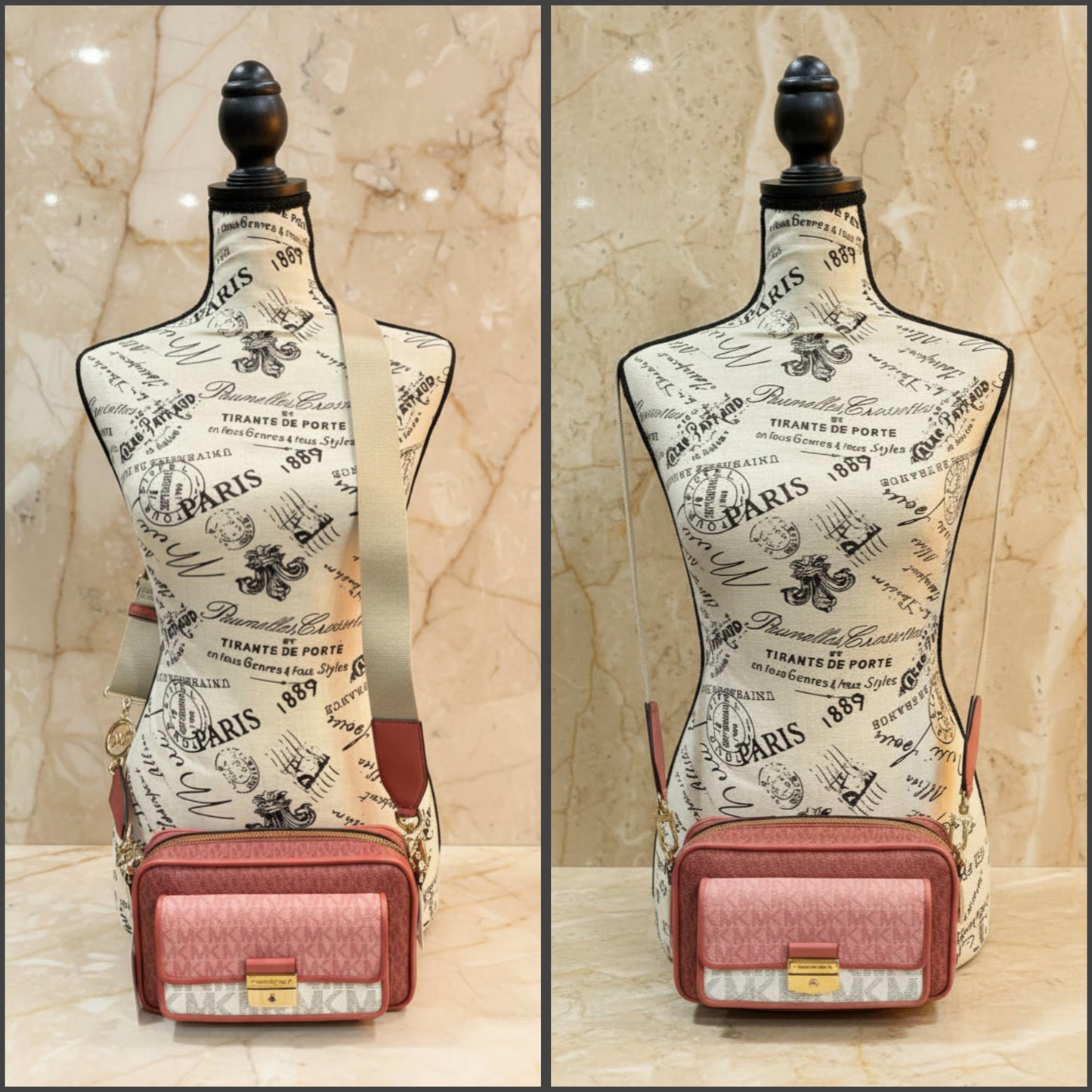MICHAEL KORS SIGNATURE BRADSHAW POCKET CAMERA CROSSBODY BAG - CINNAMON MULTI ( BOUTIQUE STORE )