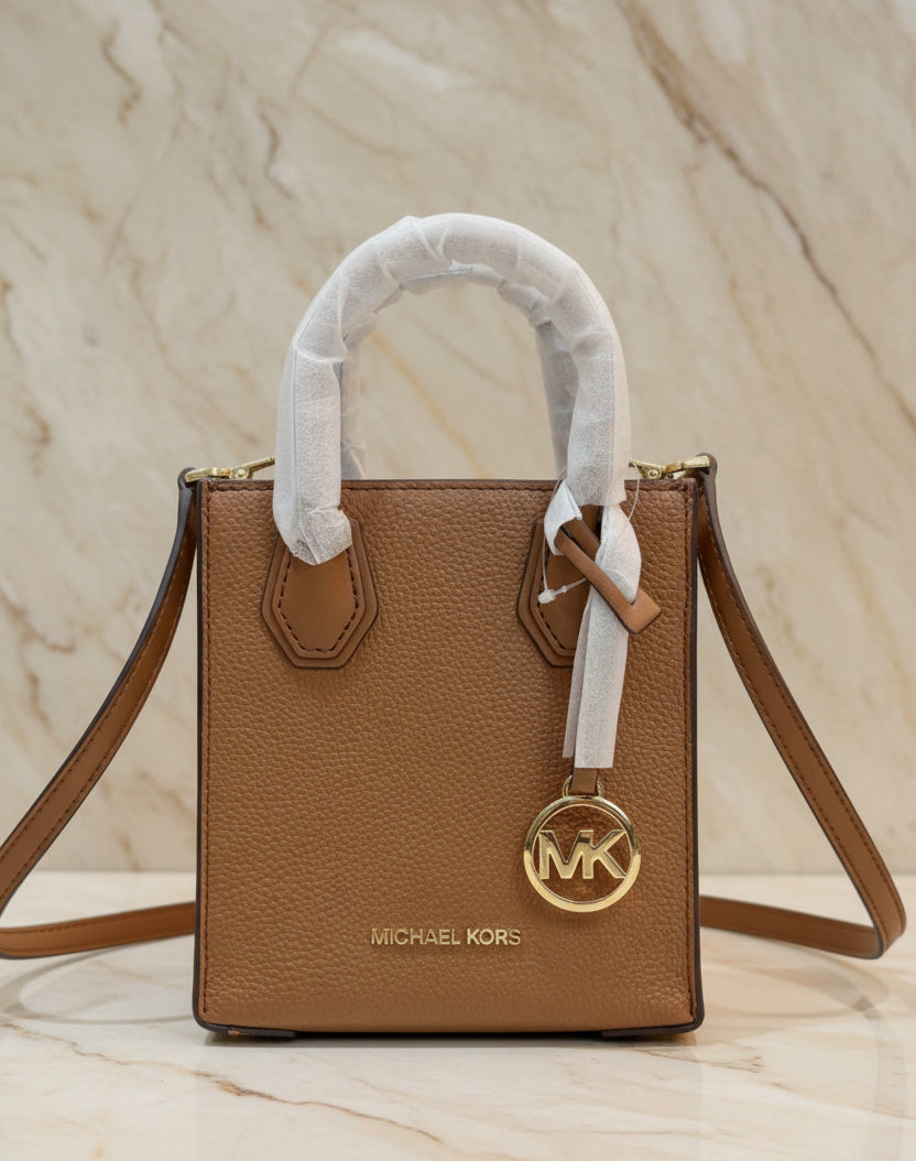 MICHAEL KORS MERCER XS MINI SHOPPER TOTE LEATHER - BROWN CARAMEL HUE
