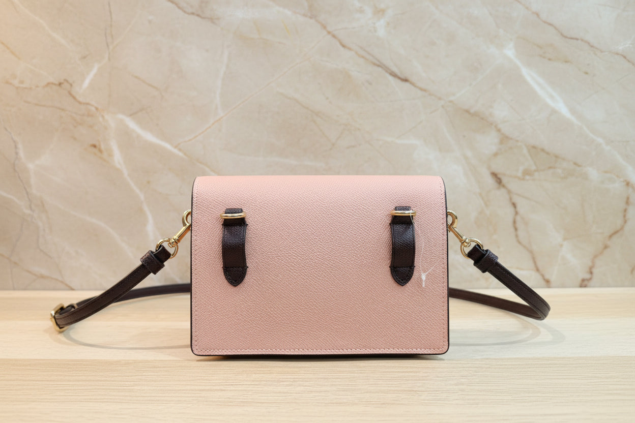 حقيبة كوتش قابلة للطي 3 في 1، حقيبة خصر/حقيبة كروس/حقيبة بودي - لون وردي فاتح، بنقشة جلد الثعبان المميزة