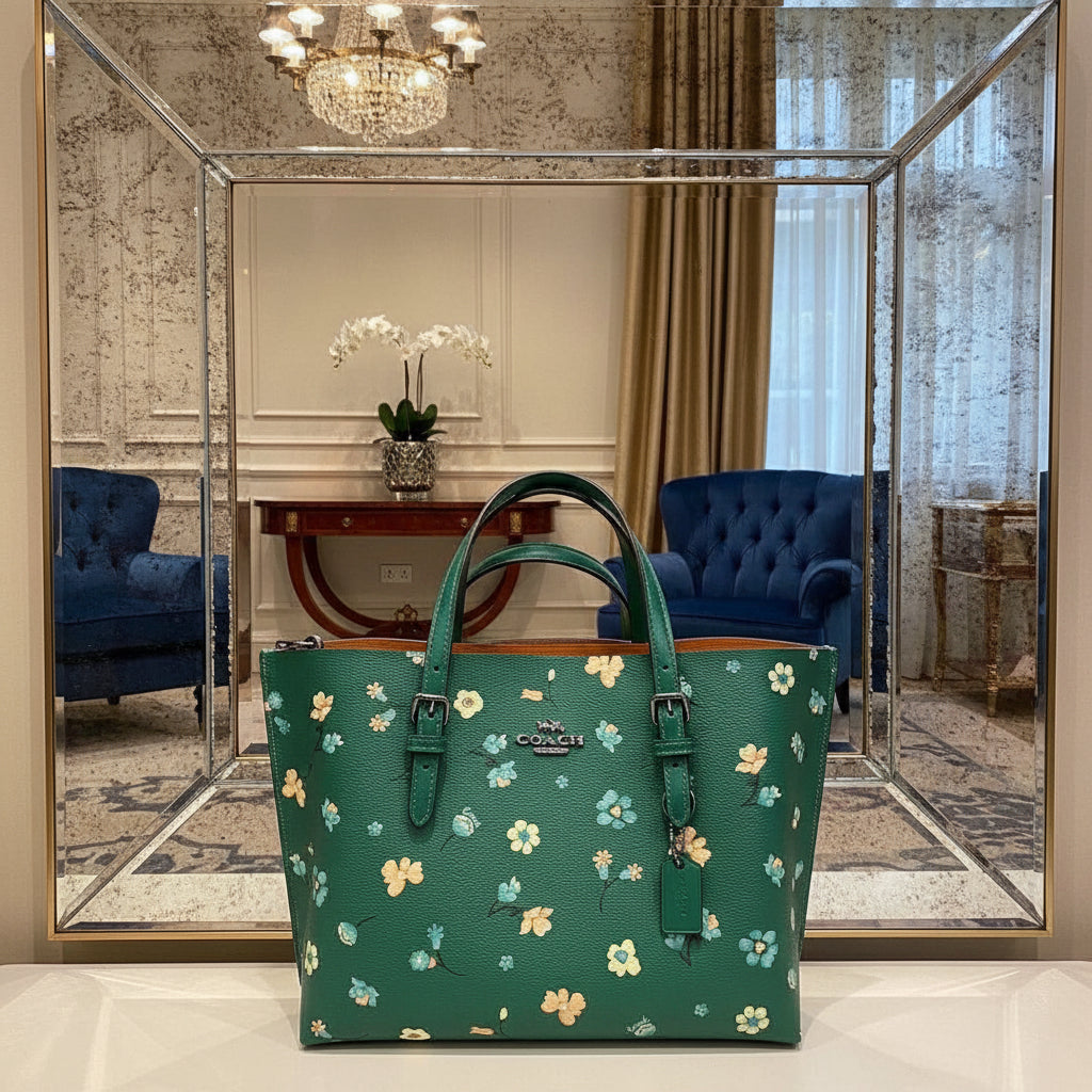 ‼️ SALE ‼️ COACH MOLLIE TOTE 25 WITH MYSTICAL FLORAL PRINT IN GREEN MULTI