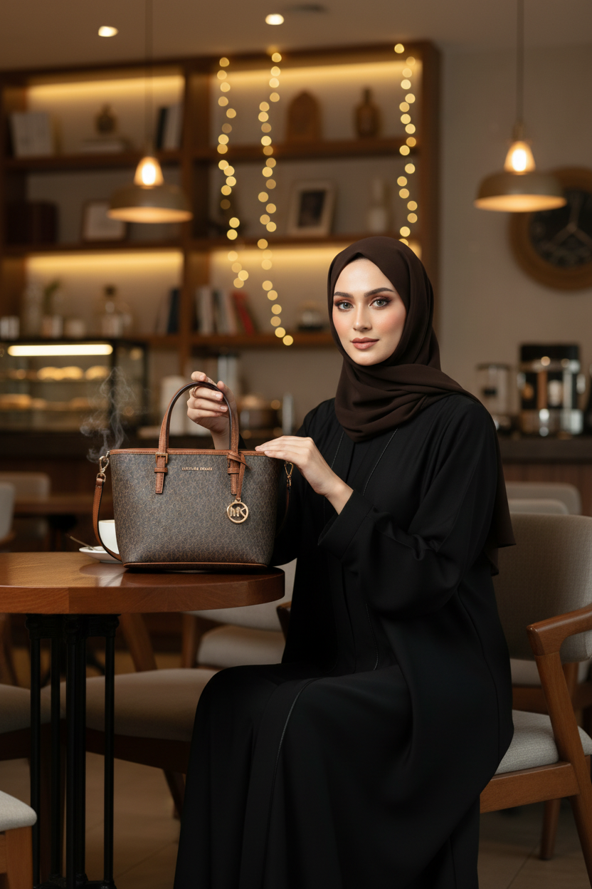 MICHAEL KORS XS JET SET CARRYALL TRAVEL ZIP TOTE - BLACK - BROWN MULTI WITH A TOUCH OF METTALIC GOLD