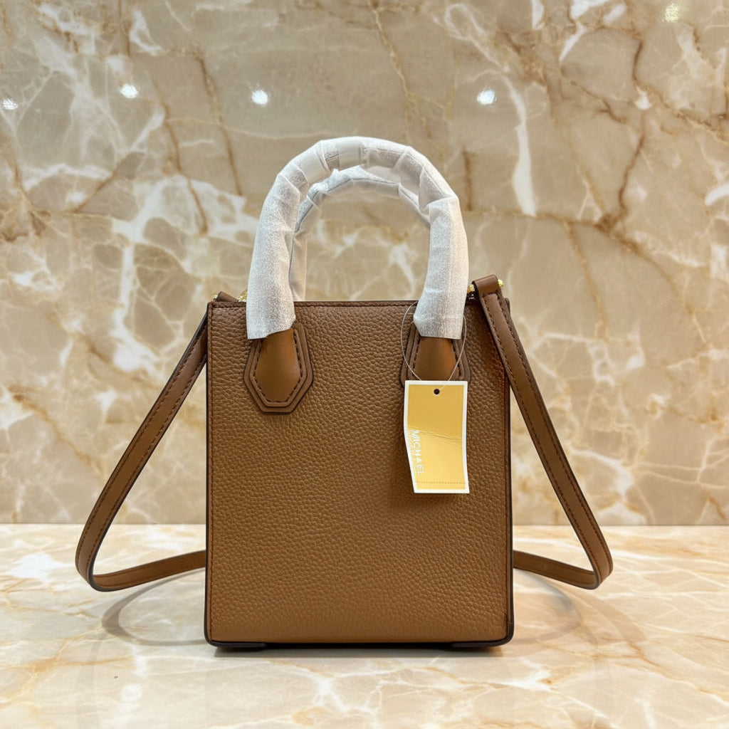 MICHAEL KORS MERCER XS MINI SHOPPER TOTE LEATHER - BROWN CARAMEL HUE