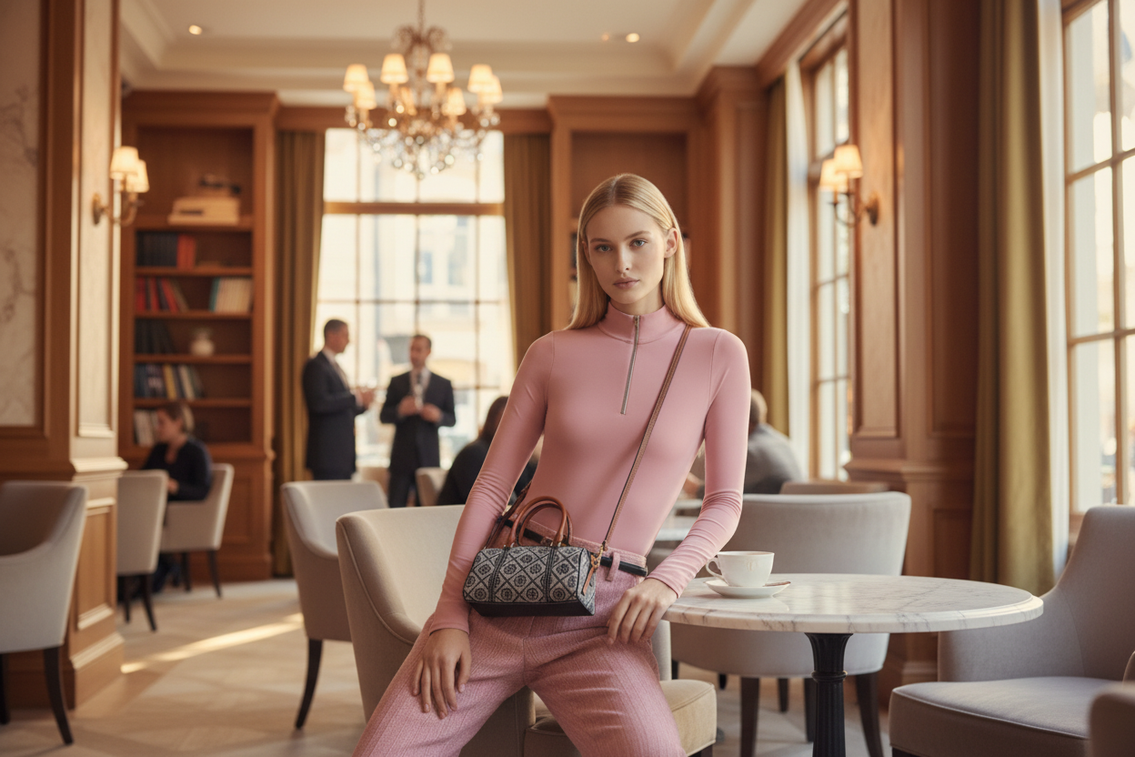 حقيبة توري بورش الصغيرة ذات الأسطوانة/إكس بودي - تي مونوجرام باللون الأزرق الداكن