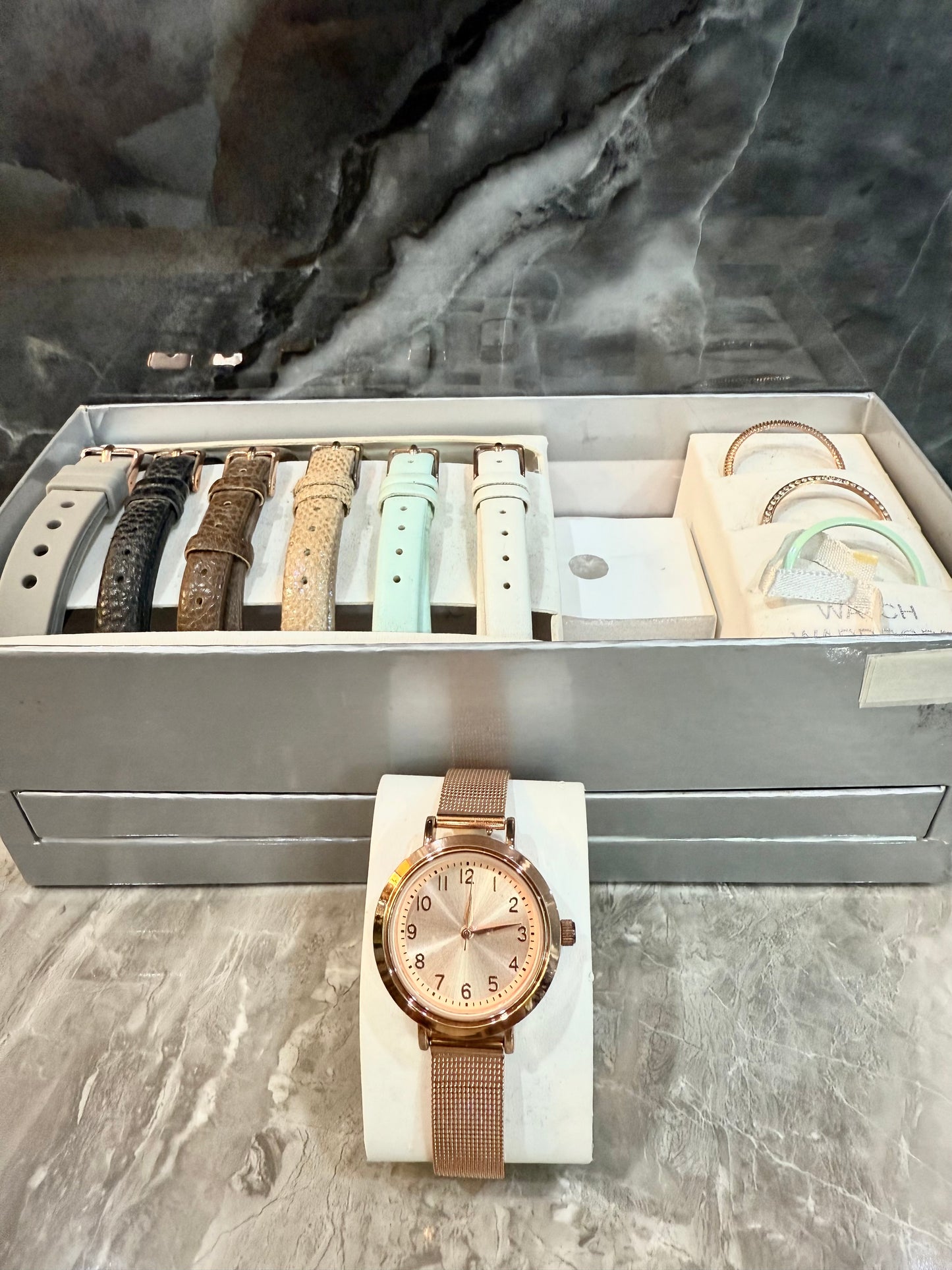 TIME N TRU - INTERCHANGEABLE SET MESH WATCH - ROSEGOLD