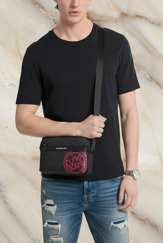MICHAEL KORS COOPER EMBELISHED SIGNATURE LOGO UTILITY CROSSBODY
