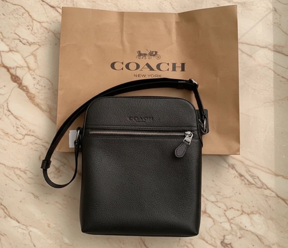 COACH HOUSTON FLIGHT BAG - SMOOTH LEATHER BLACK
