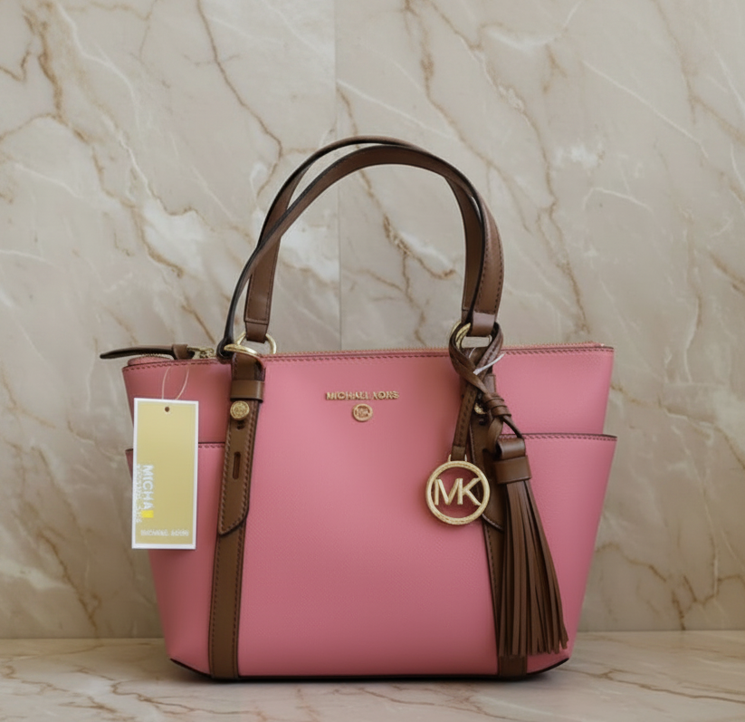 MICHAEL KORS SULLIVAN SATCHEL SMALL - SAFFIANO LEATHER - TEA ROSE MULTI