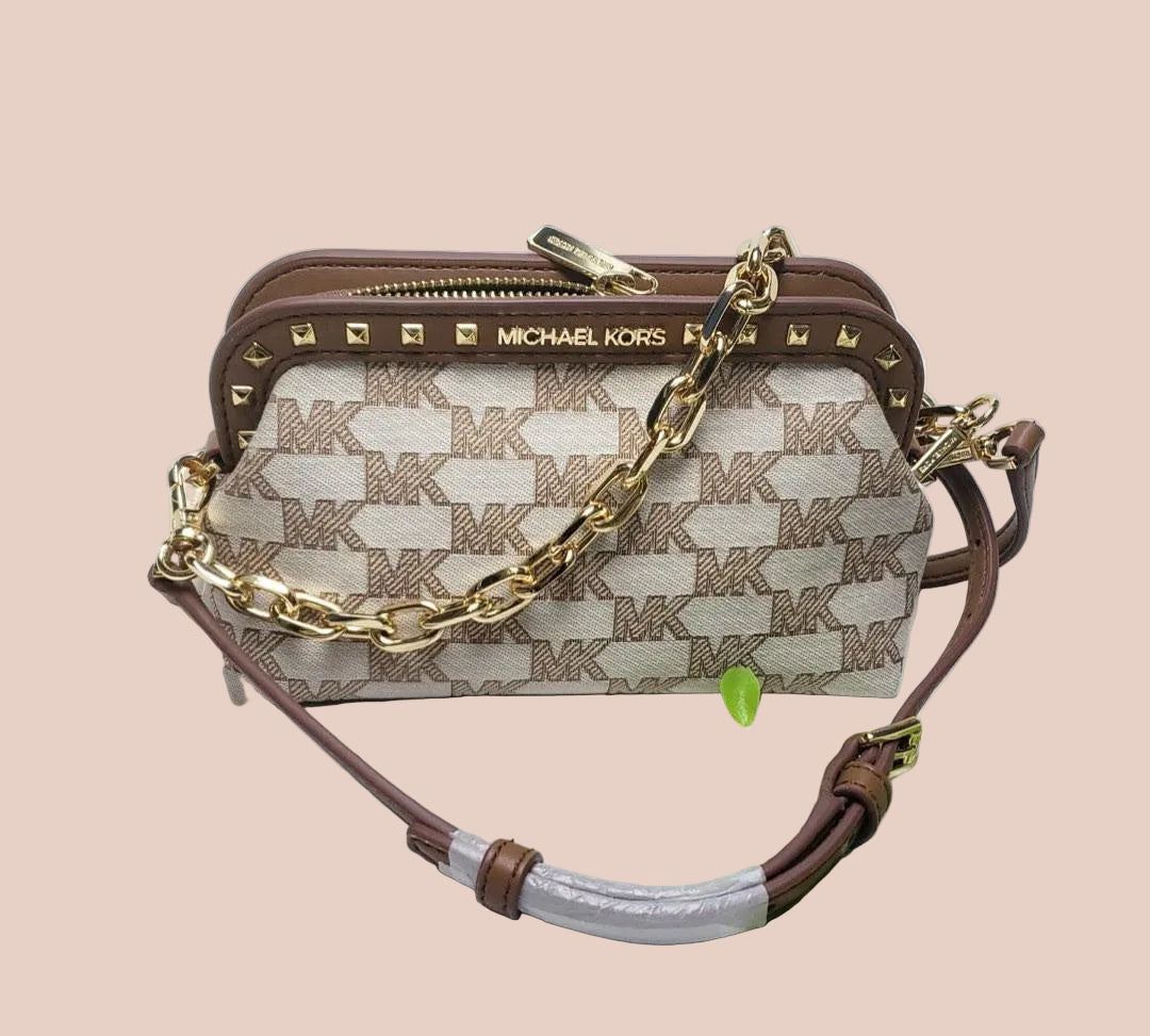 MICHAEL KORS JACQUARD LIVIA CLOUD SMALL CLUTCH/CROSSBODY