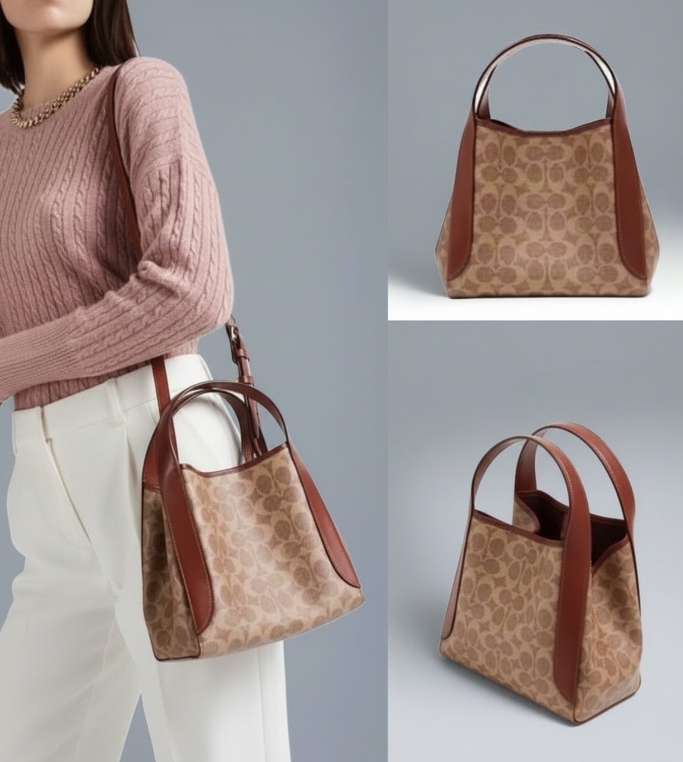 COACH HADLEY HOBO 21 - SIGNATURE CANVAS TAN RUST