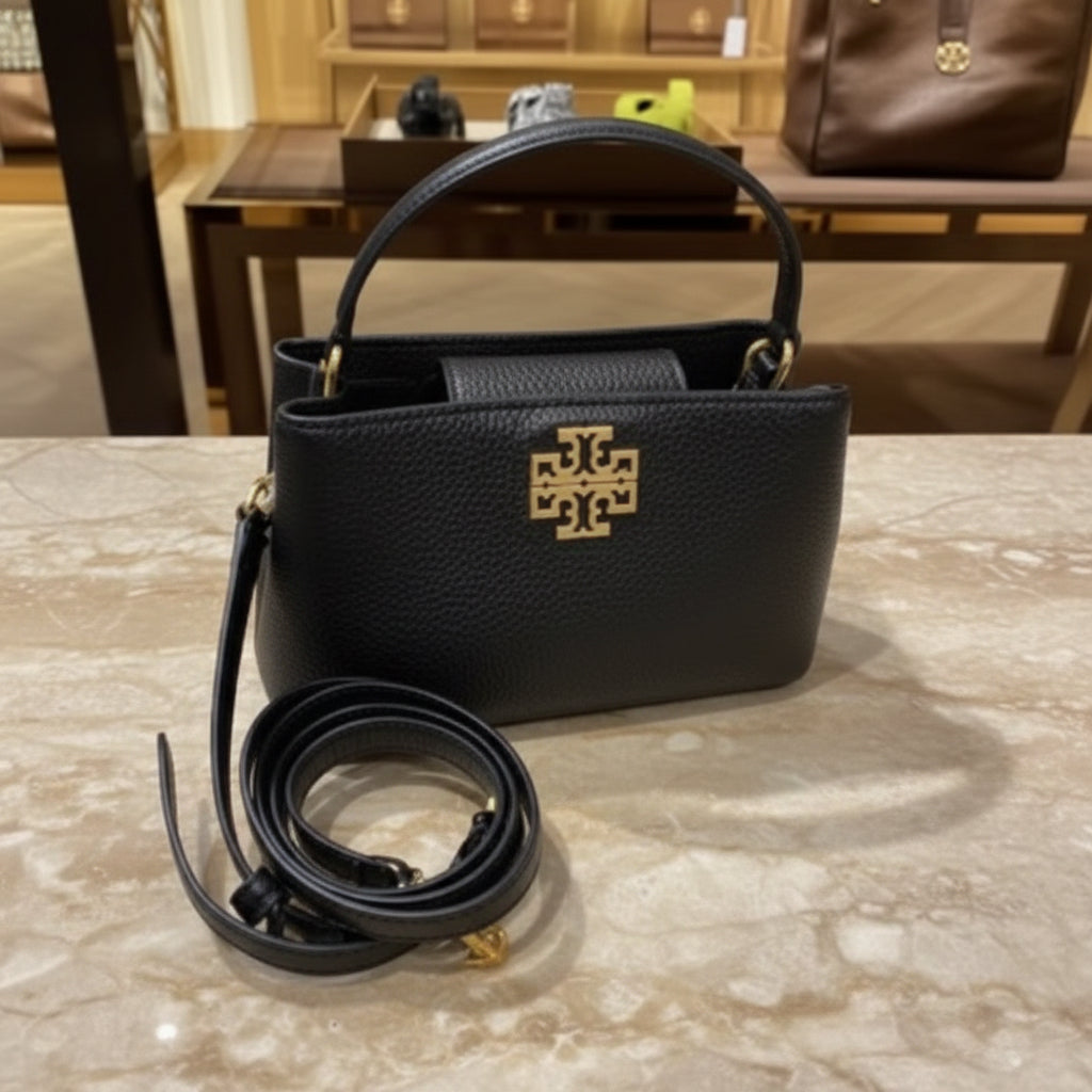 TORY BURCH MICRO BRITTEN SATCHEL - BLACK