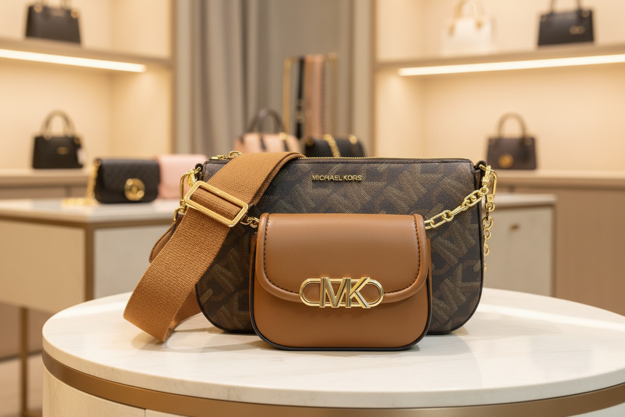 MICHAEL KORS EMPIRE SIGNATURE LOGO 2-IN-1 CROSSBODY BAG ( FROM BOUTIQUE STORE )