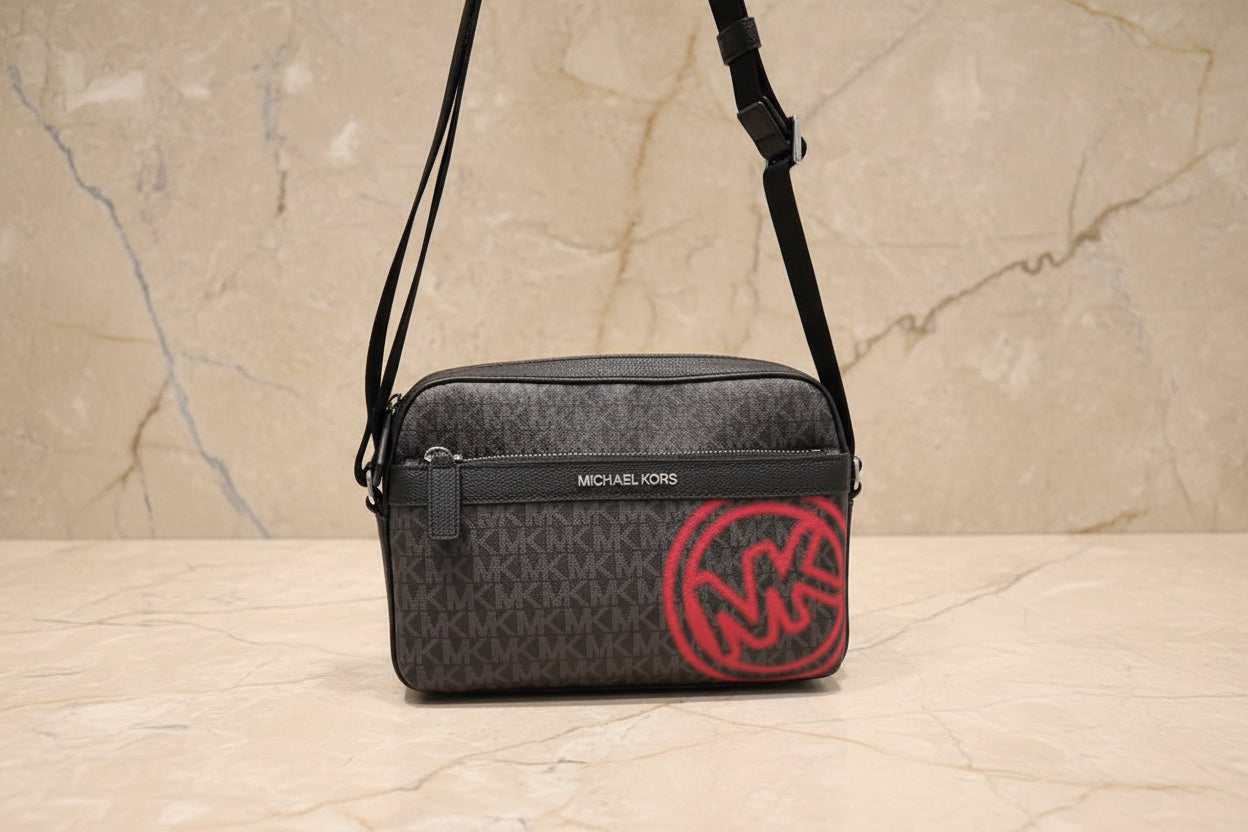 MICHAEL KORS COOPER EMBELISHED SIGNATURE LOGO UTILITY CROSSBODY