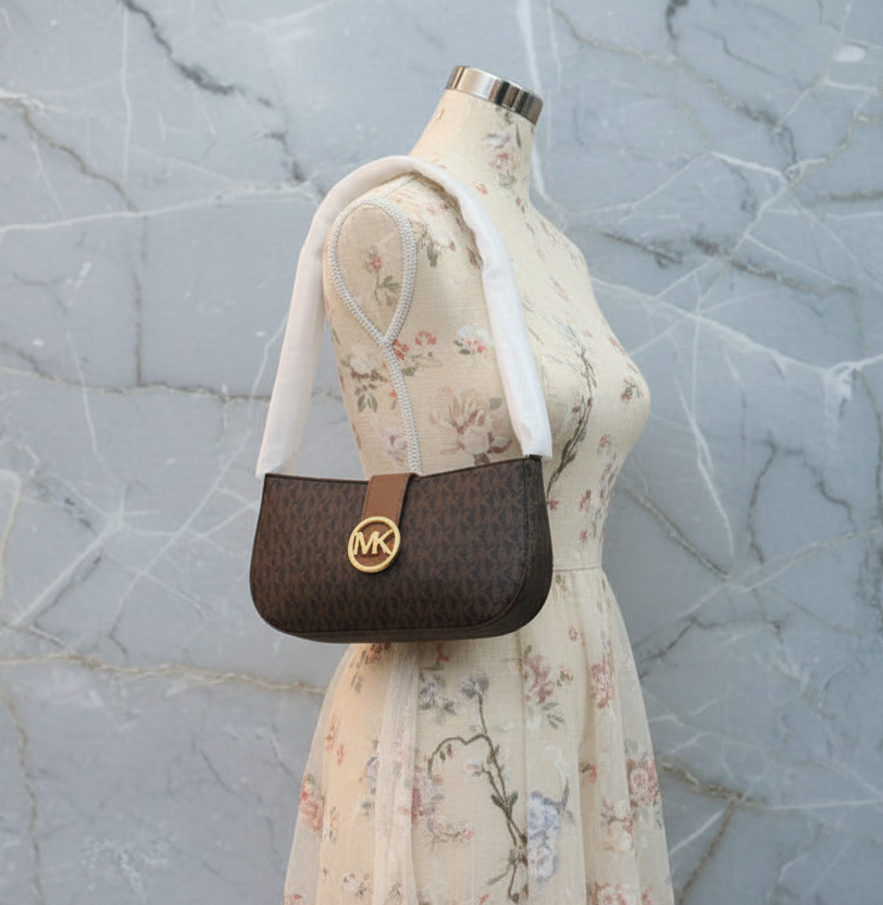 MICHAEL KORS CARMEN LEATHER POUCHETTE SHOULDER BAG ONLY