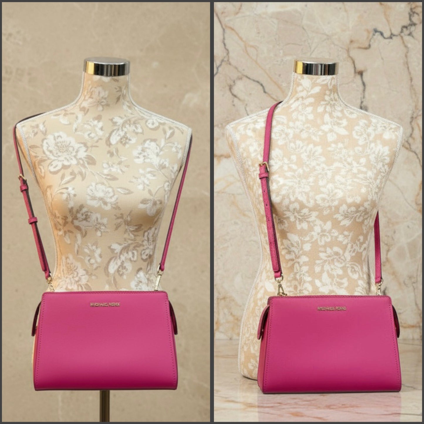 MICHAEL KORS LESLIE MESSENGER BAG - ELECTRIC PINK ( FUSCHIA COLOR )