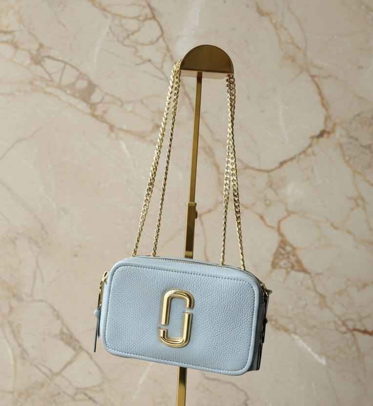 MARC JACOBS GLAM SHOT 21 PEBBLE CALF LEATHER - BLUE