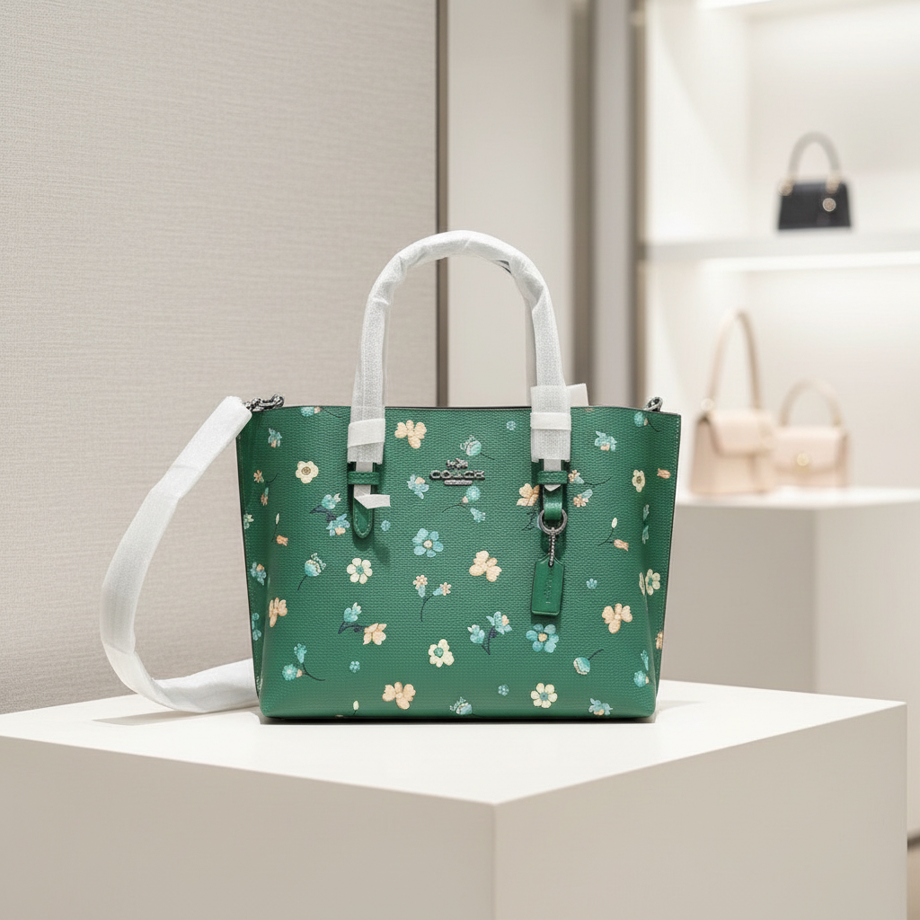 ‼️ SALE ‼️ COACH MOLLIE TOTE 25 WITH MYSTICAL FLORAL PRINT IN GREEN MULTI